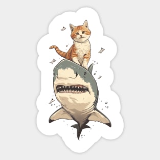 Shark and cat Sticker